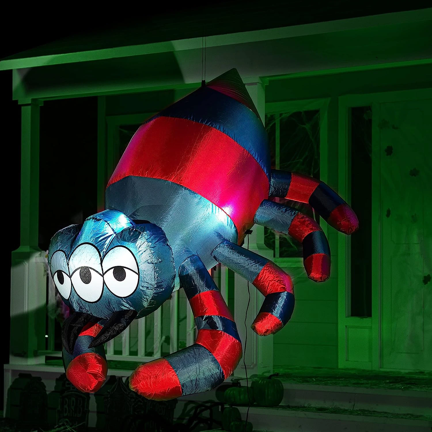 5ft Halloween Three Eyed Hanging Spider - Image 2