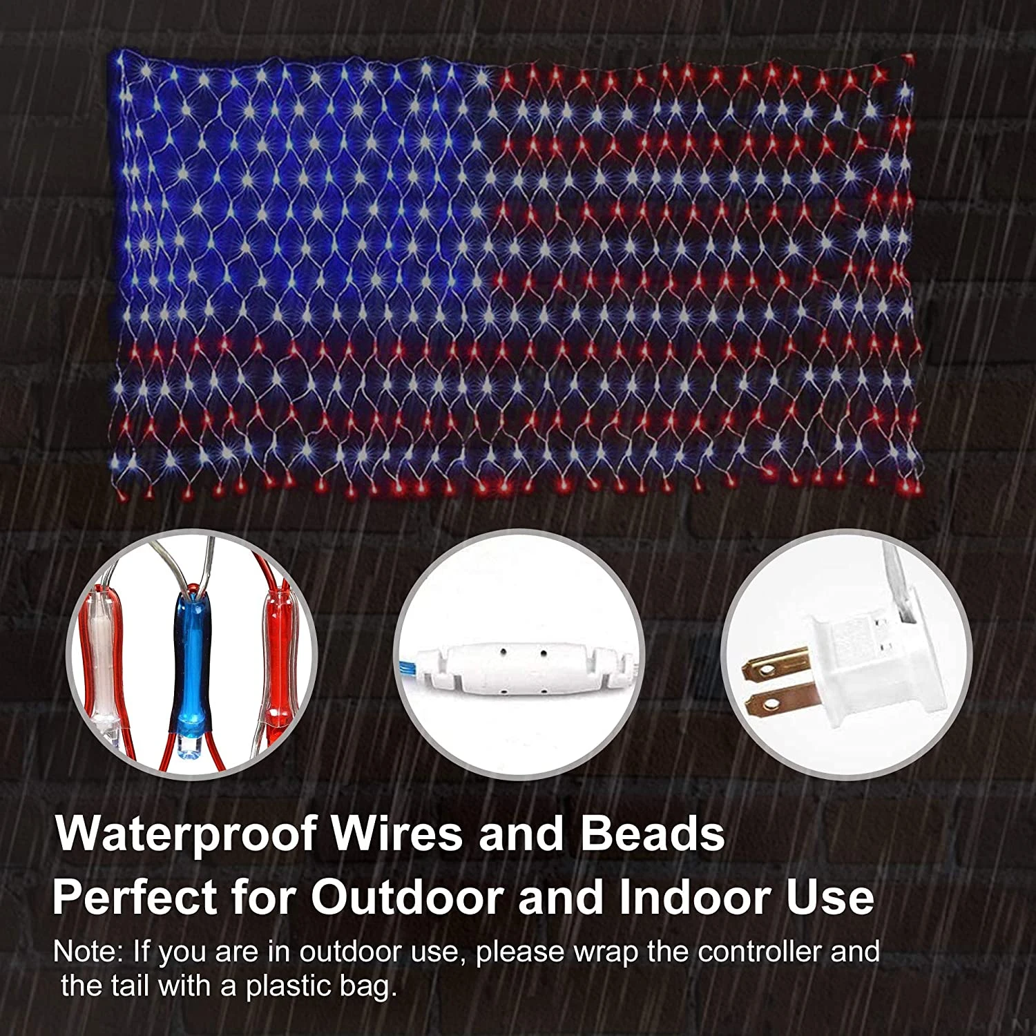 420 LED American Flag Net Lights, 2 Pack - Image 5