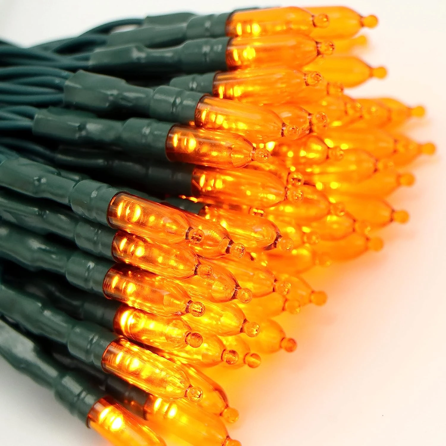 100 Orange LED Green Wire String Lights - Image 8