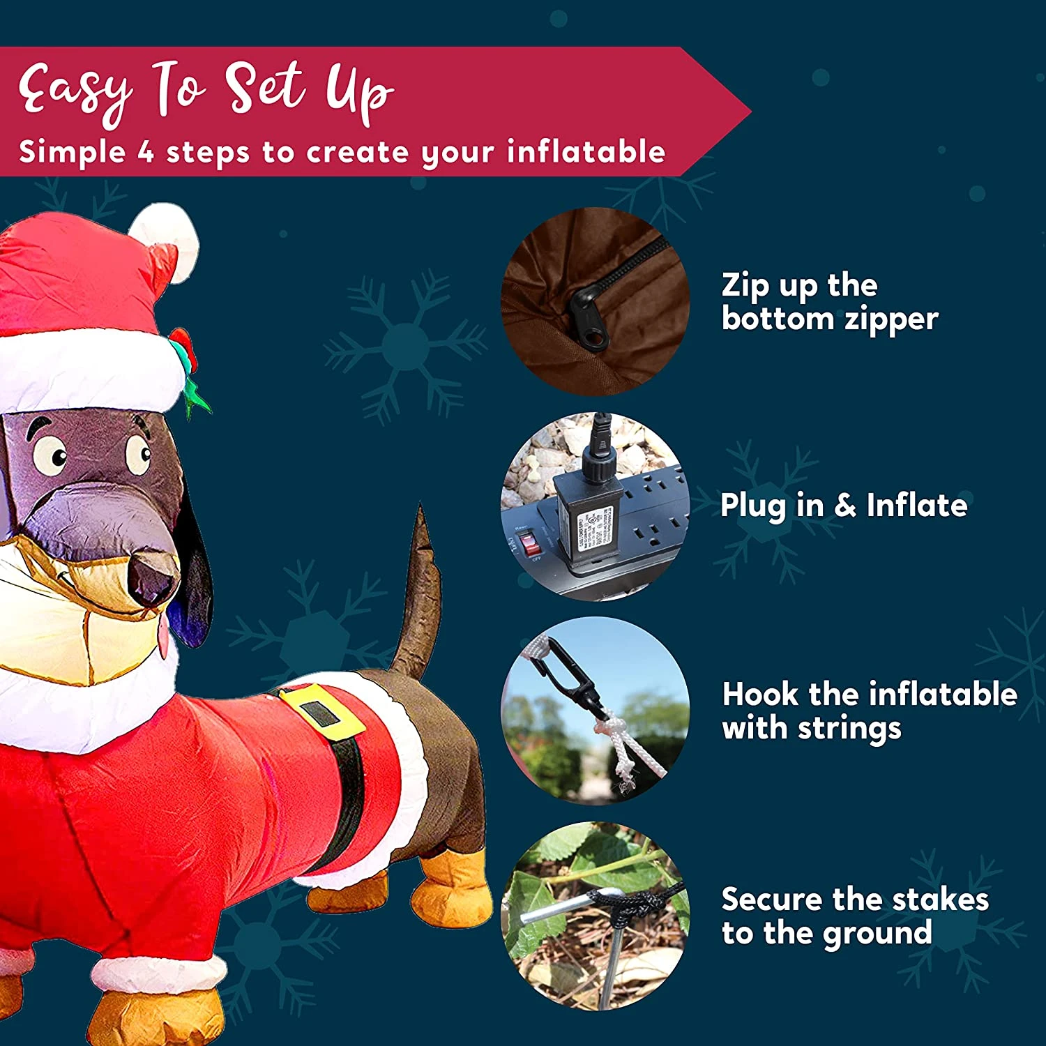 Tall Santa's 'Lil Helper Dachshund Inflatable (5ft) - Image 8