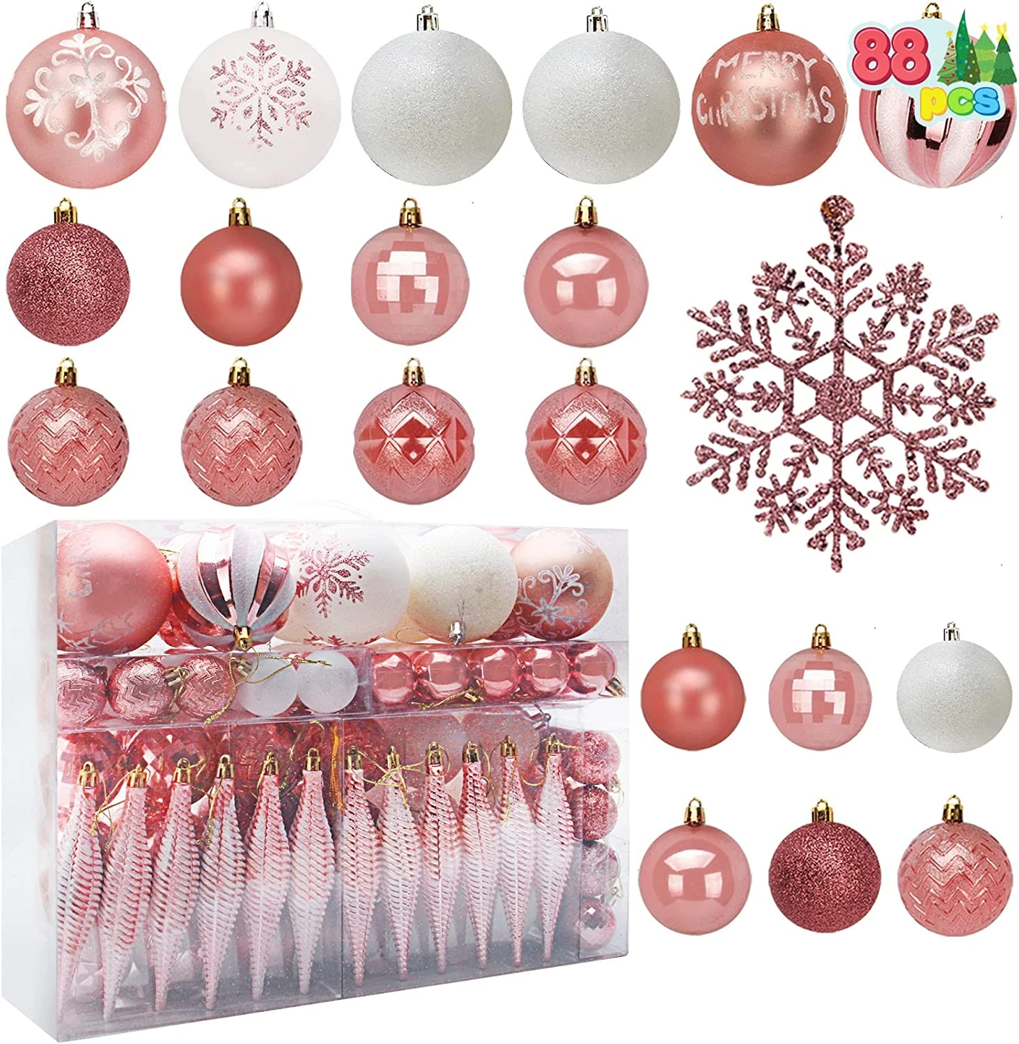 Blue & White Christmas Ornaments, 133 Pcs - Image 2