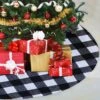 48in Thick Plaid White Baffalo Christmas Tree Skirt