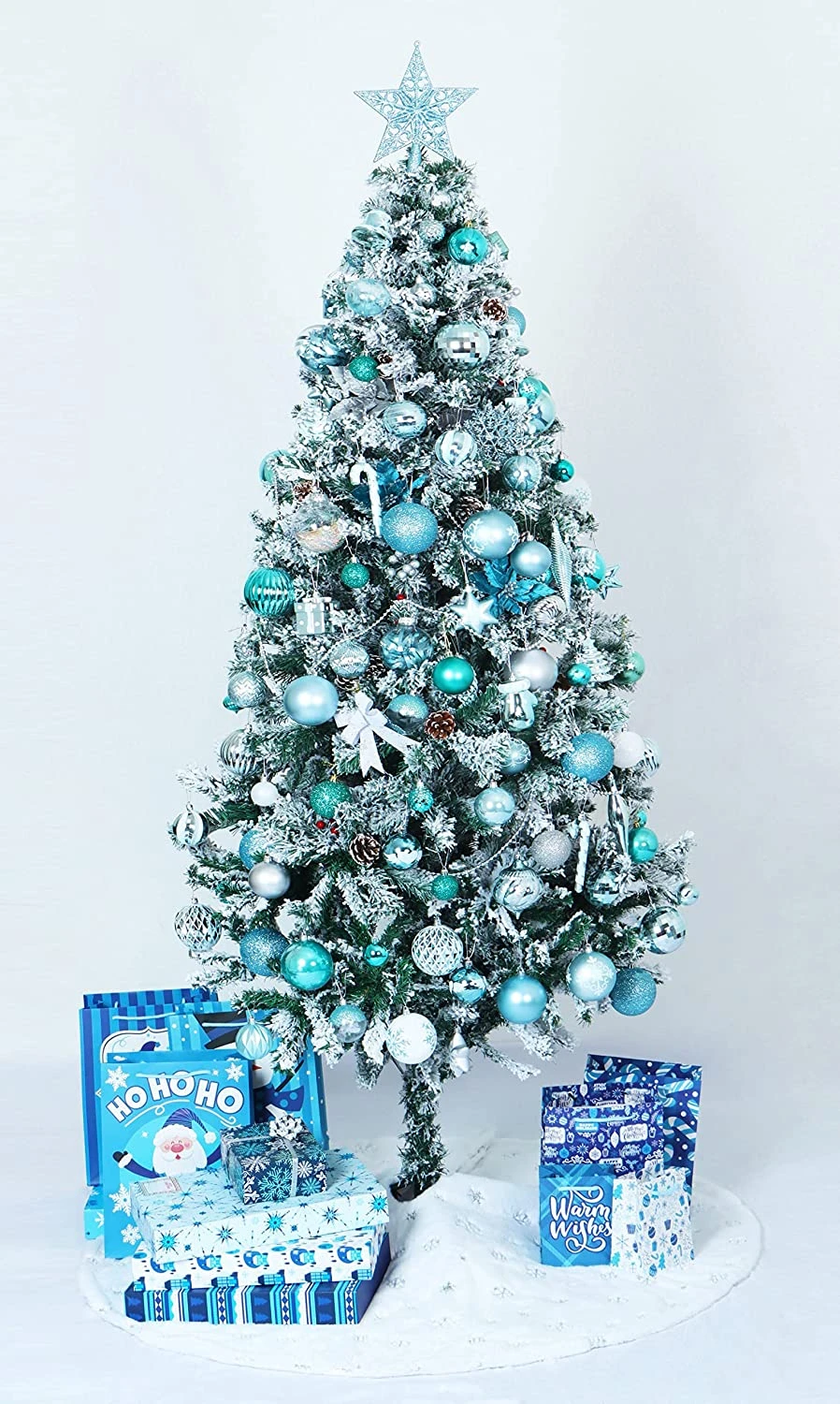 46ct Assorted Size Christmas Ball Ornaments - Baby Blue - Image 6