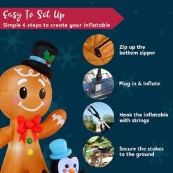 6 FT Tall Inflatable Gingerbread With Penguin Christmas Inflatable With Build-in LEDs -Halloween Decorations Store 81ey3 btq L. AC SL1500