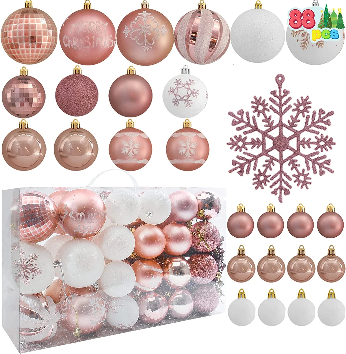 88 Pcs Rose Gold & White Christmas Ornaments 4 88 Pcs Rose Gold & White Christmas Ornaments - Image 2