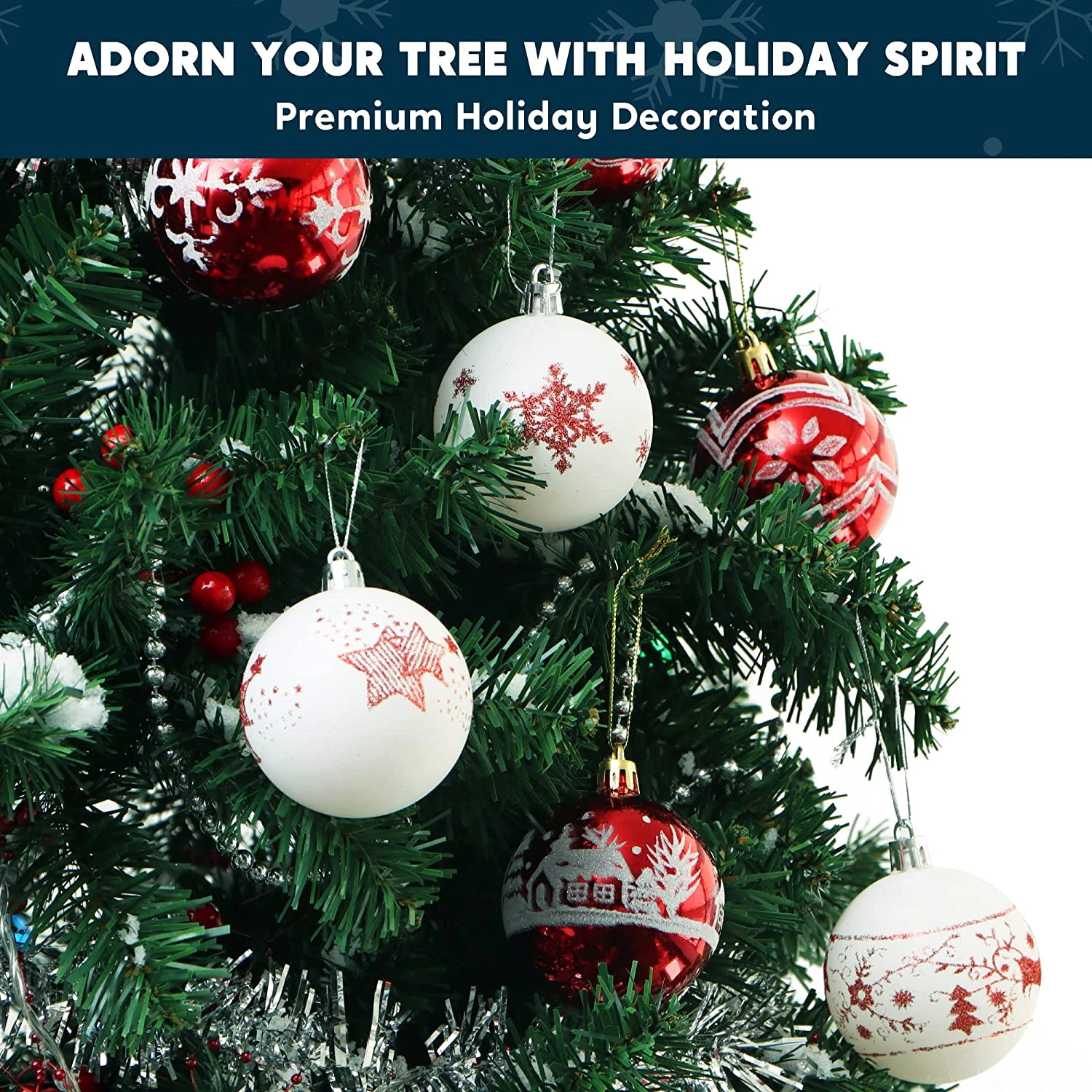 Christmas Ornaments Ball (Red&White), 40 Pcs - Image 4