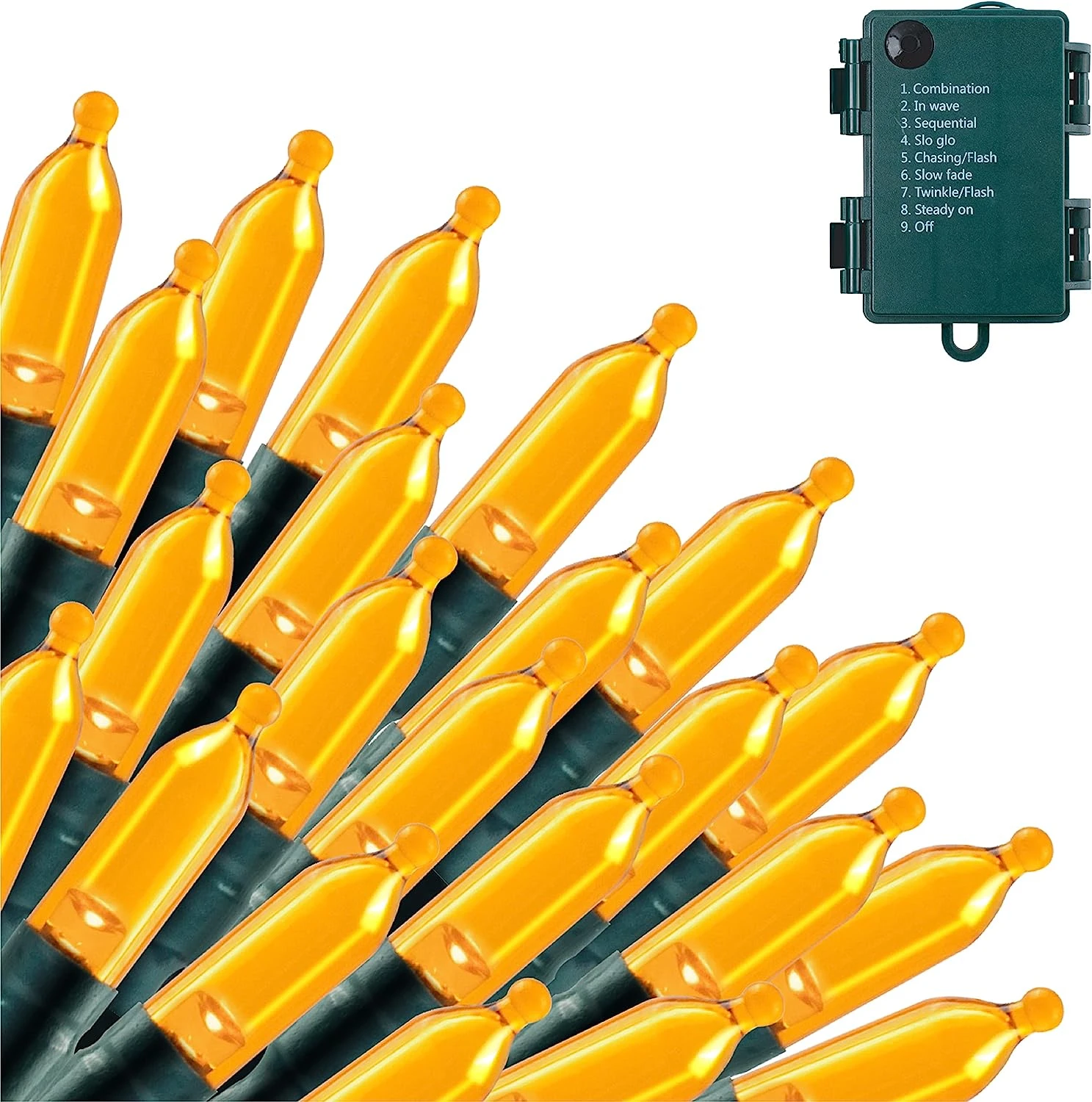 50 Orange LED Green Wire String Lights