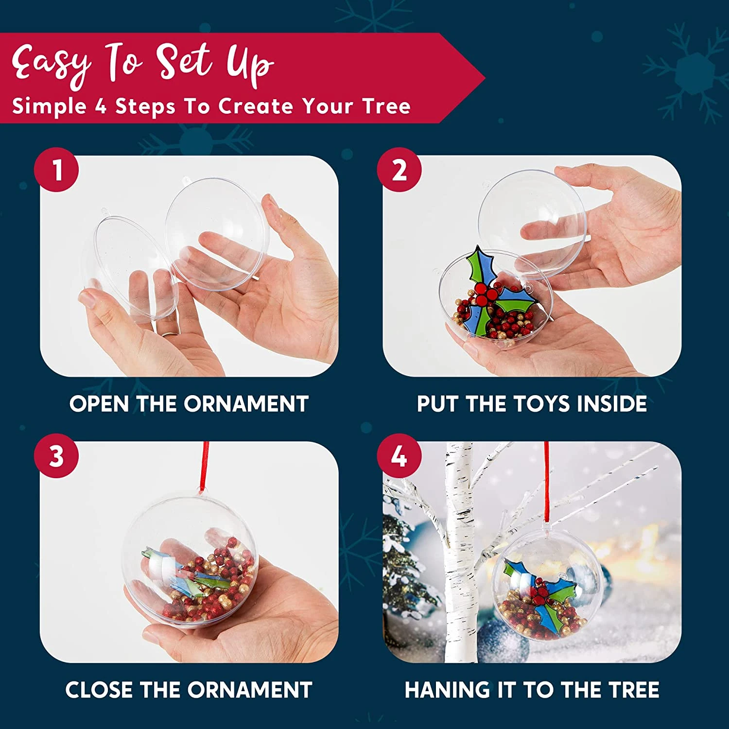 16Pcs Clear Plastic Ball Ornaments 3.94in - Image 6