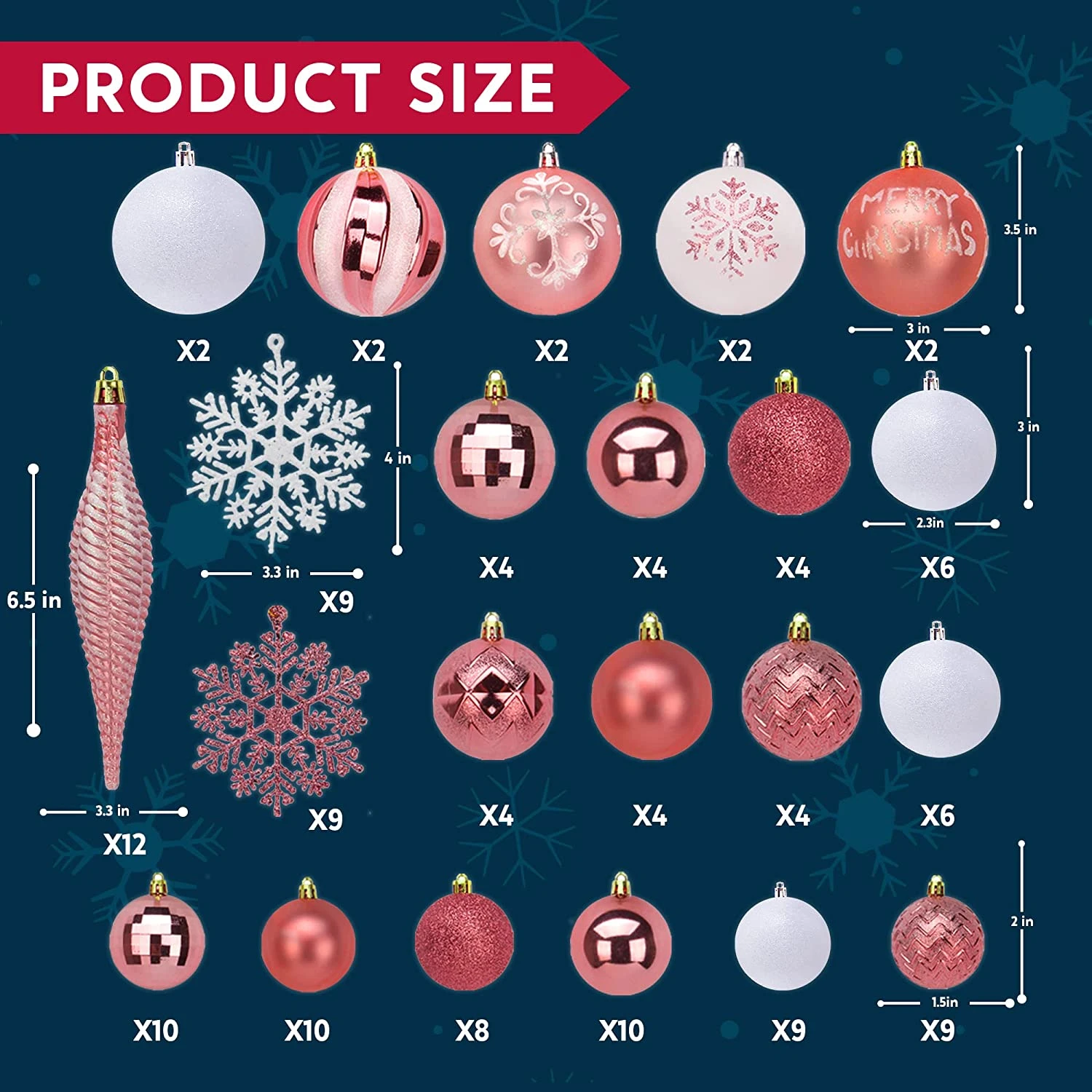 Blue & White Christmas Ornaments, 133 Pcs - Image 8