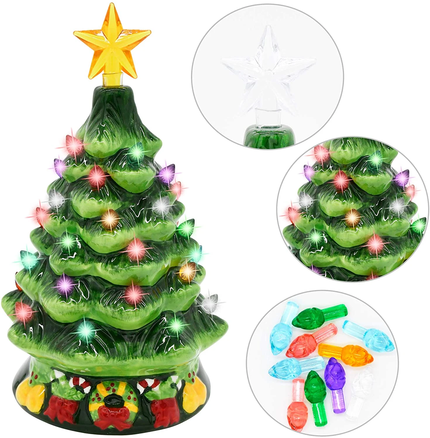 7in Ceramic Christmas Trees, 2 Sets - Image 3