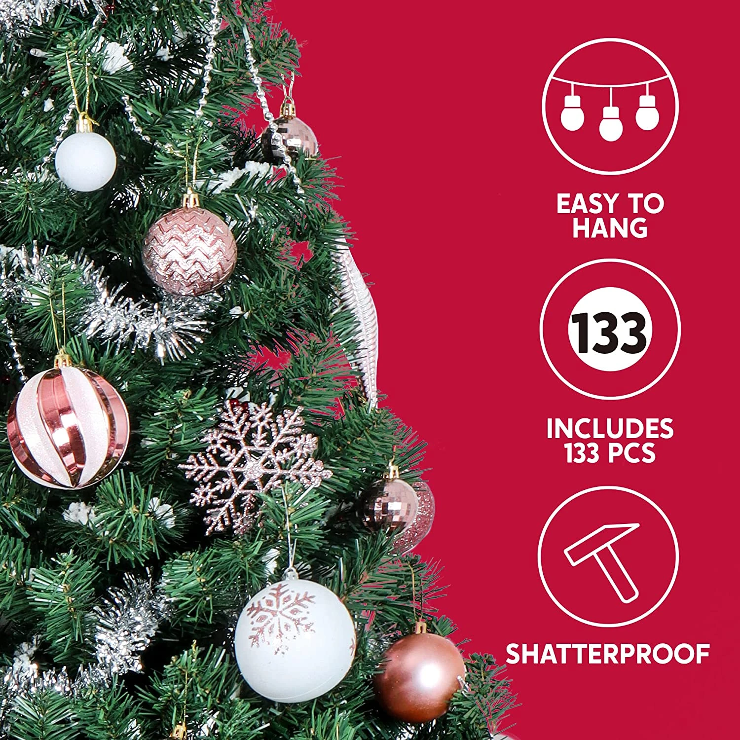 Blue & White Christmas Ornaments, 133 Pcs - Image 3