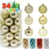 34 Pcs Christmas Ball Ornaments (Gold)