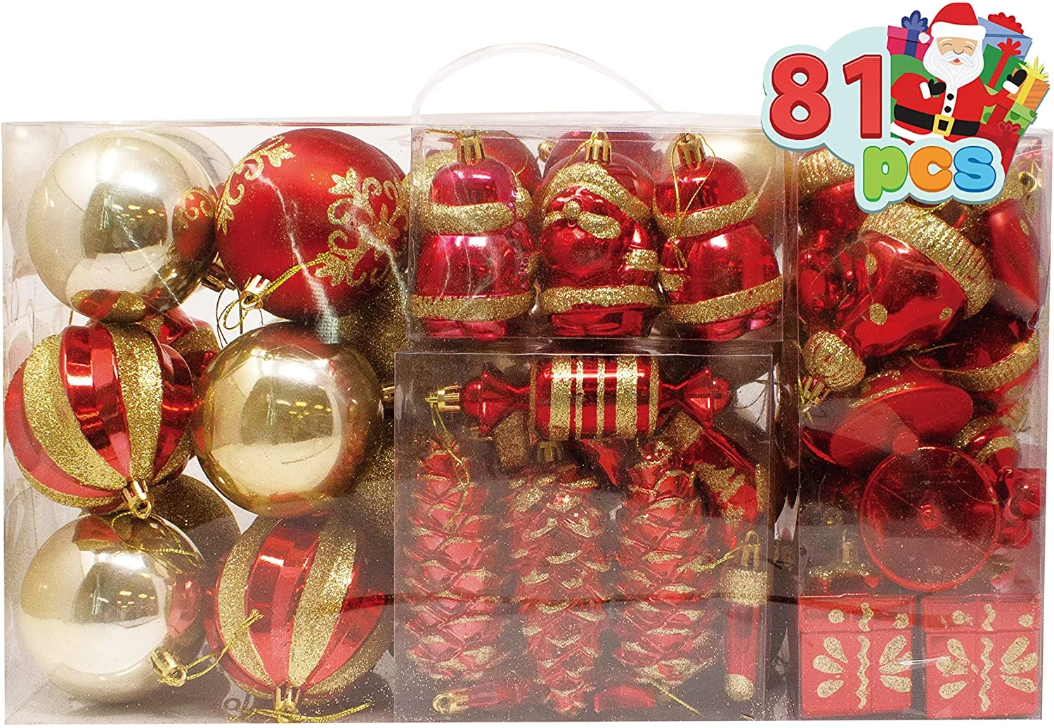 81 Pcs Red & Gold Christmas Ball Ornaments Set 9 81 Pcs Red & Gold Christmas Ball Ornaments Set - Image 7