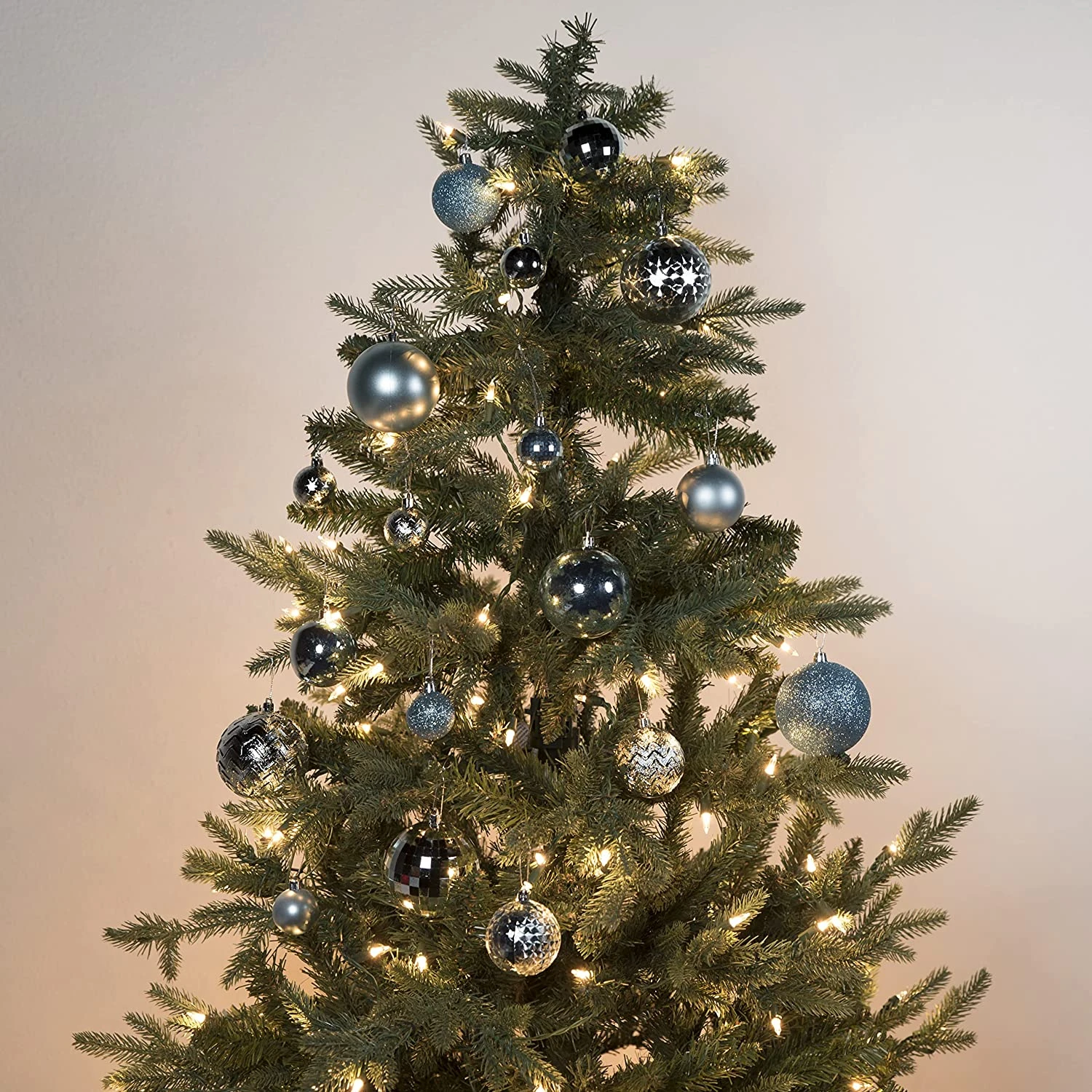 46ct Assorted Size Christmas Ball Ornaments - Baby Blue - Image 5