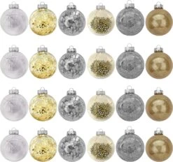 24Pcs Gold Plastic Clear Ball Ornaments With Filling