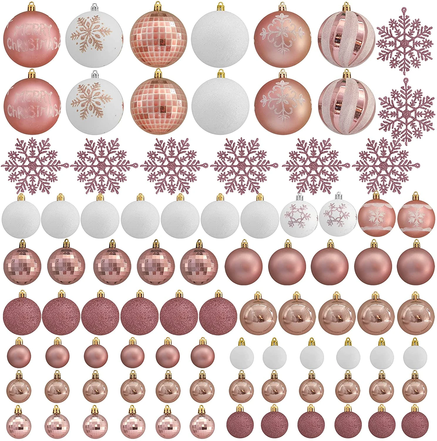 88 Pcs Rose Gold & White Christmas Ornaments 3 88 Pcs Rose Gold & White Christmas Ornaments