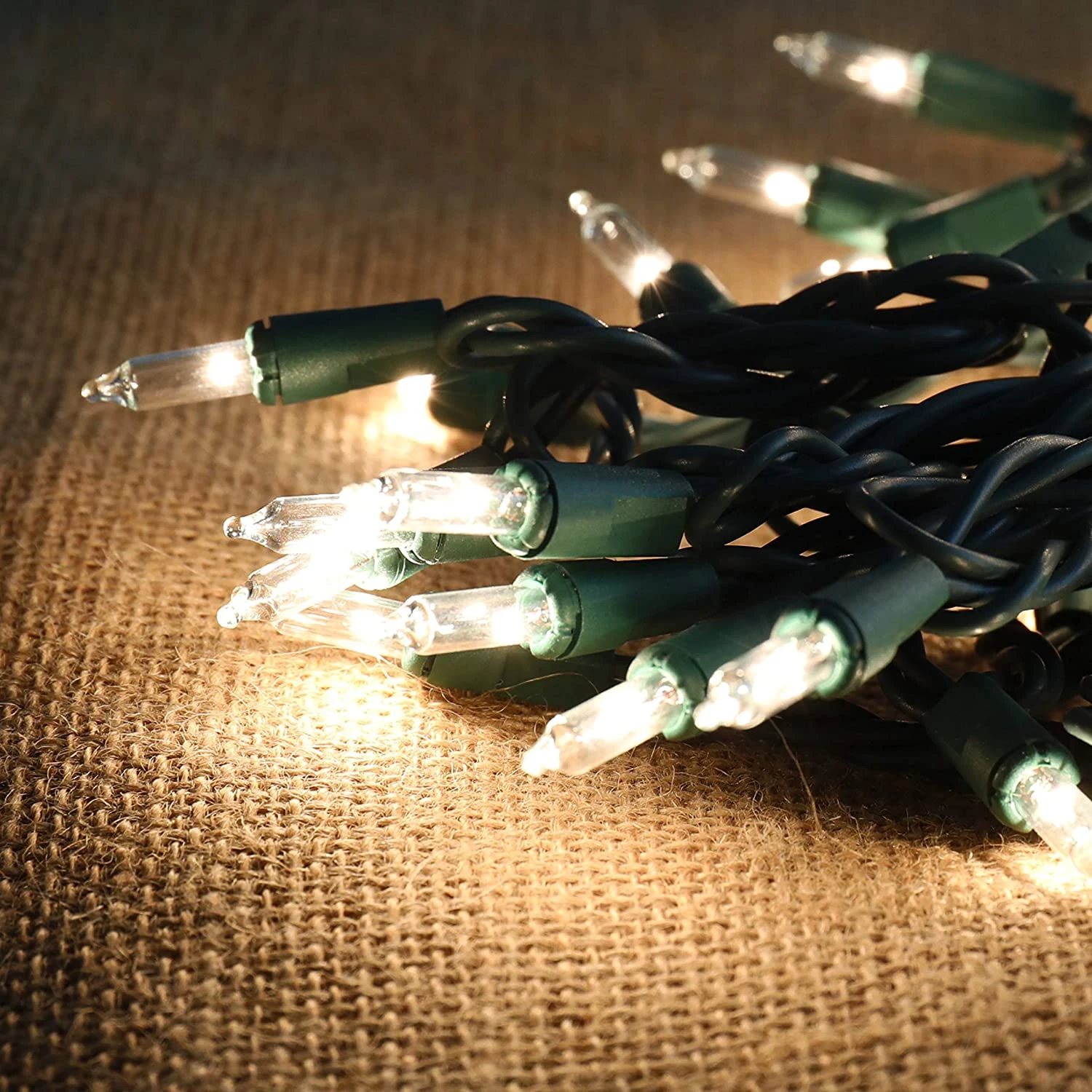 3 Set Of 100-Count Clear Green Wire Christmas Lights - Image 3