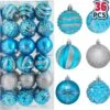 36 Pieces Blue And Silver Christmas Ornaments