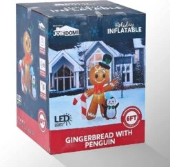 6 FT Tall Inflatable Gingerbread With Penguin Christmas Inflatable With Build-in LEDs -Halloween Decorations Store 91ROk70NwlL. AC SL1500