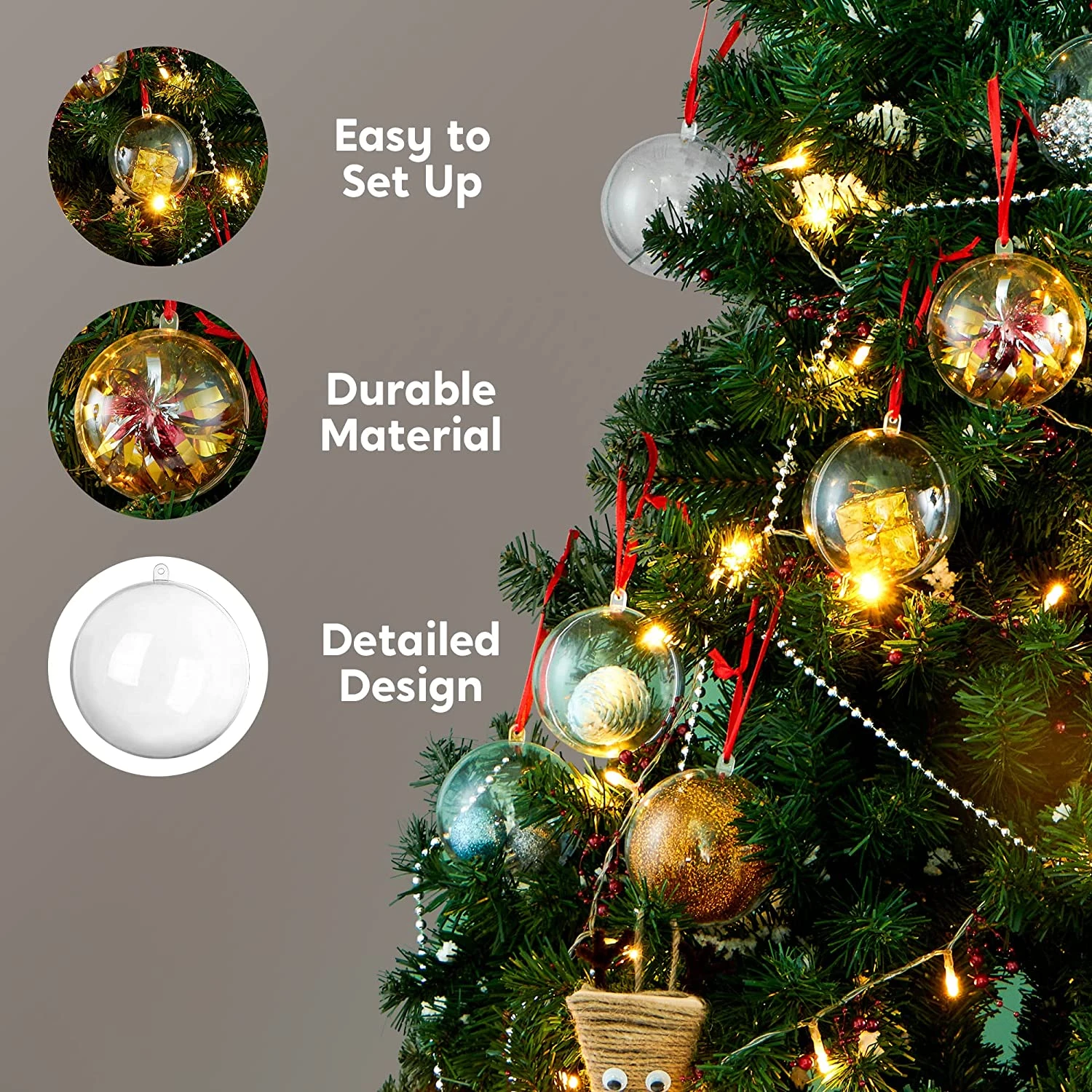 20Pcs Clear Plastic Ball Ornaments 2.76in - Image 4