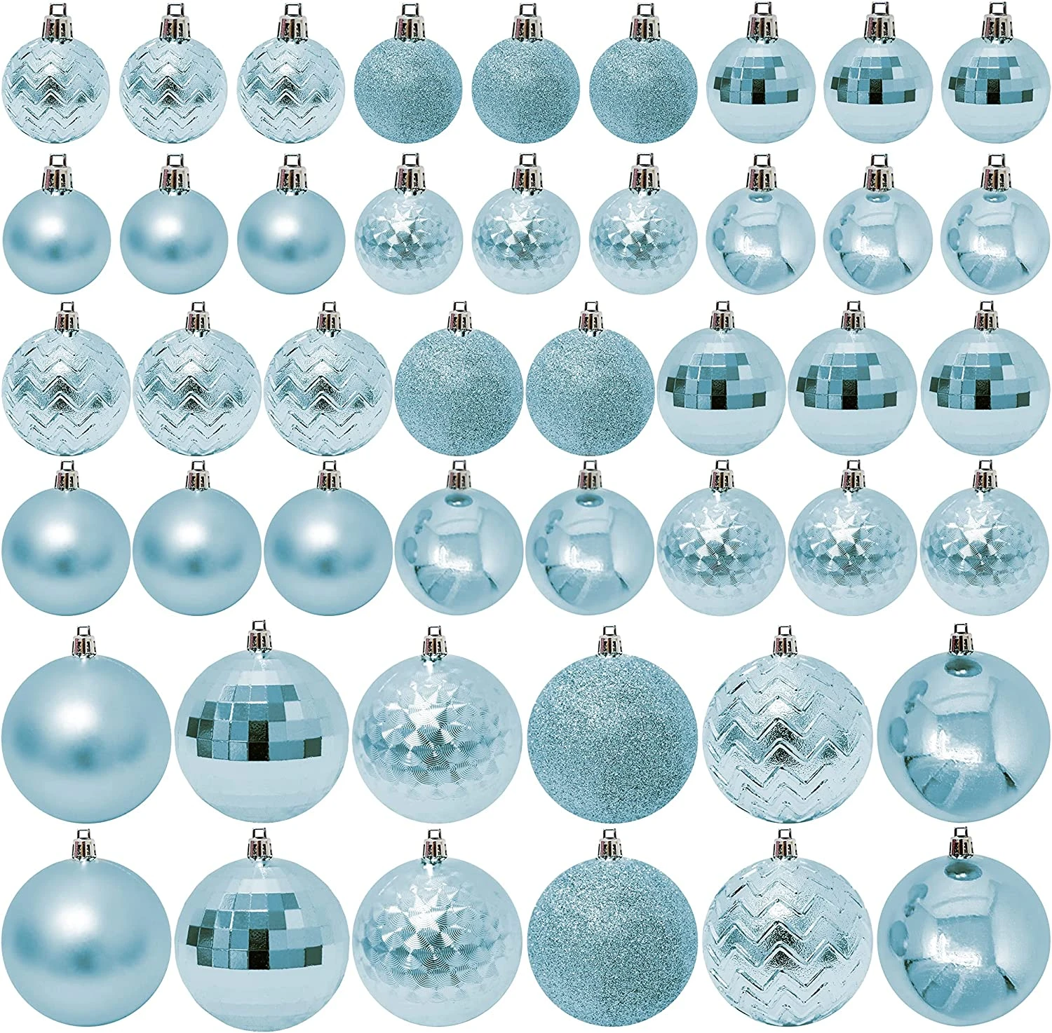 46ct Assorted Size Christmas Ball Ornaments - Baby Blue - Image 2