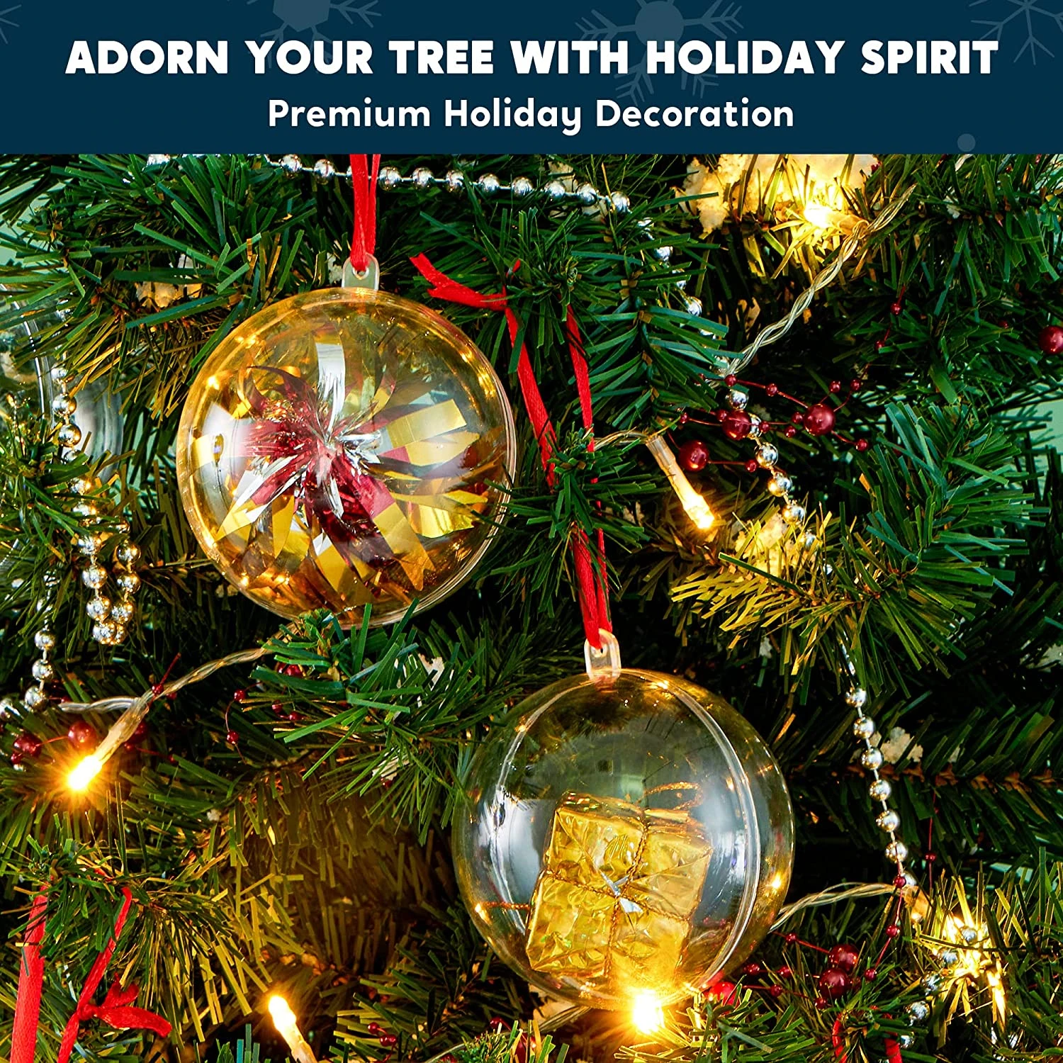 20Pcs Clear Plastic Ball Ornaments 2.76in - Image 3