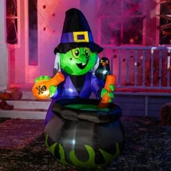 6ft Halloween Inflatable Witch With Cauldron