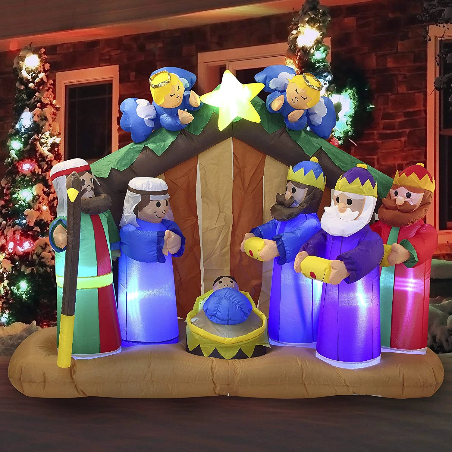 Large Nativity Scene With Angels Inflatable (6 Ft) 3 Large Nativity Scene With Angels Inflatable (6 Ft)