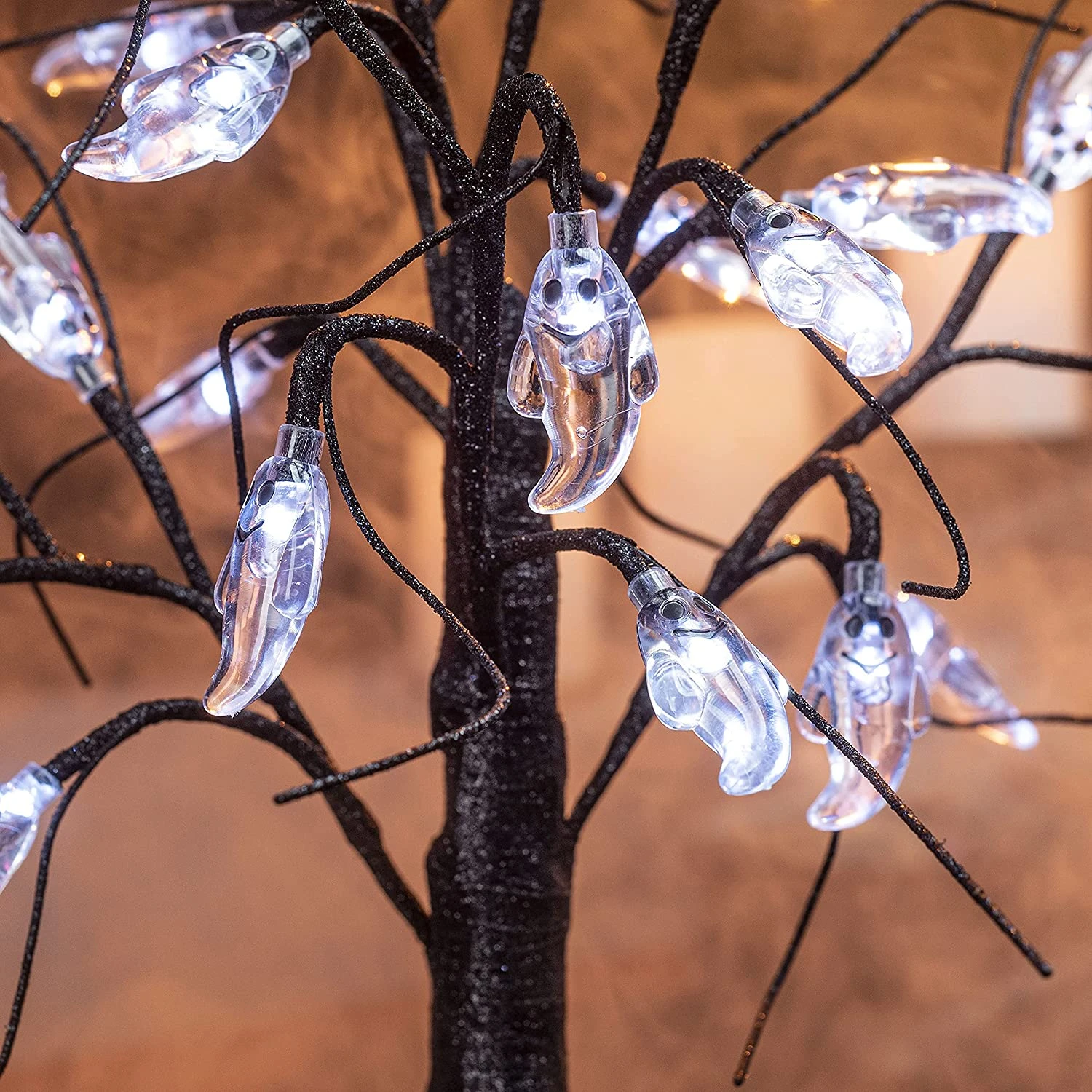 1.5ft LED Glitter Tree - White Ghost - Image 6