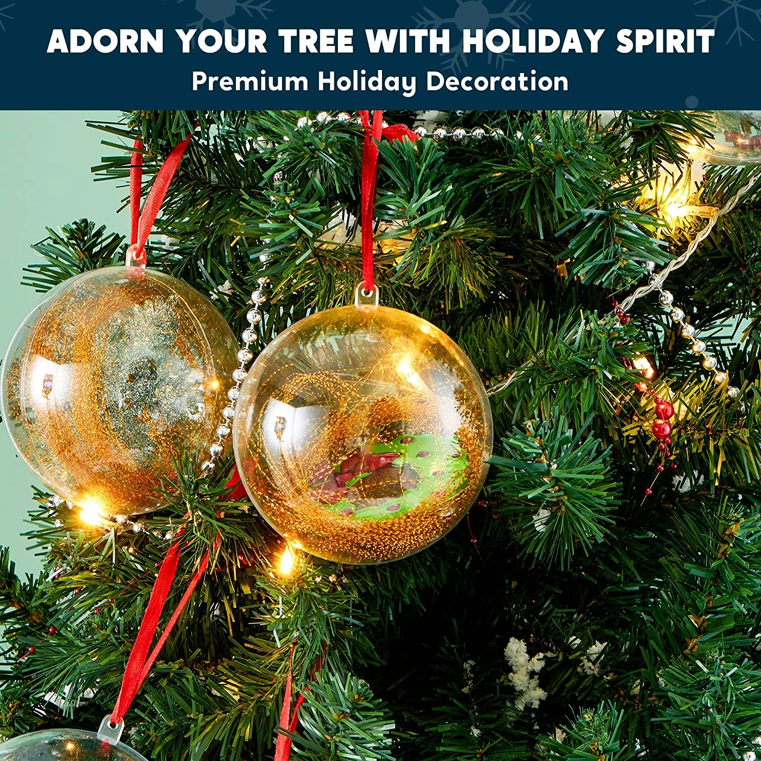 16Pcs Clear Plastic Ball Ornaments 3.94in - Image 3