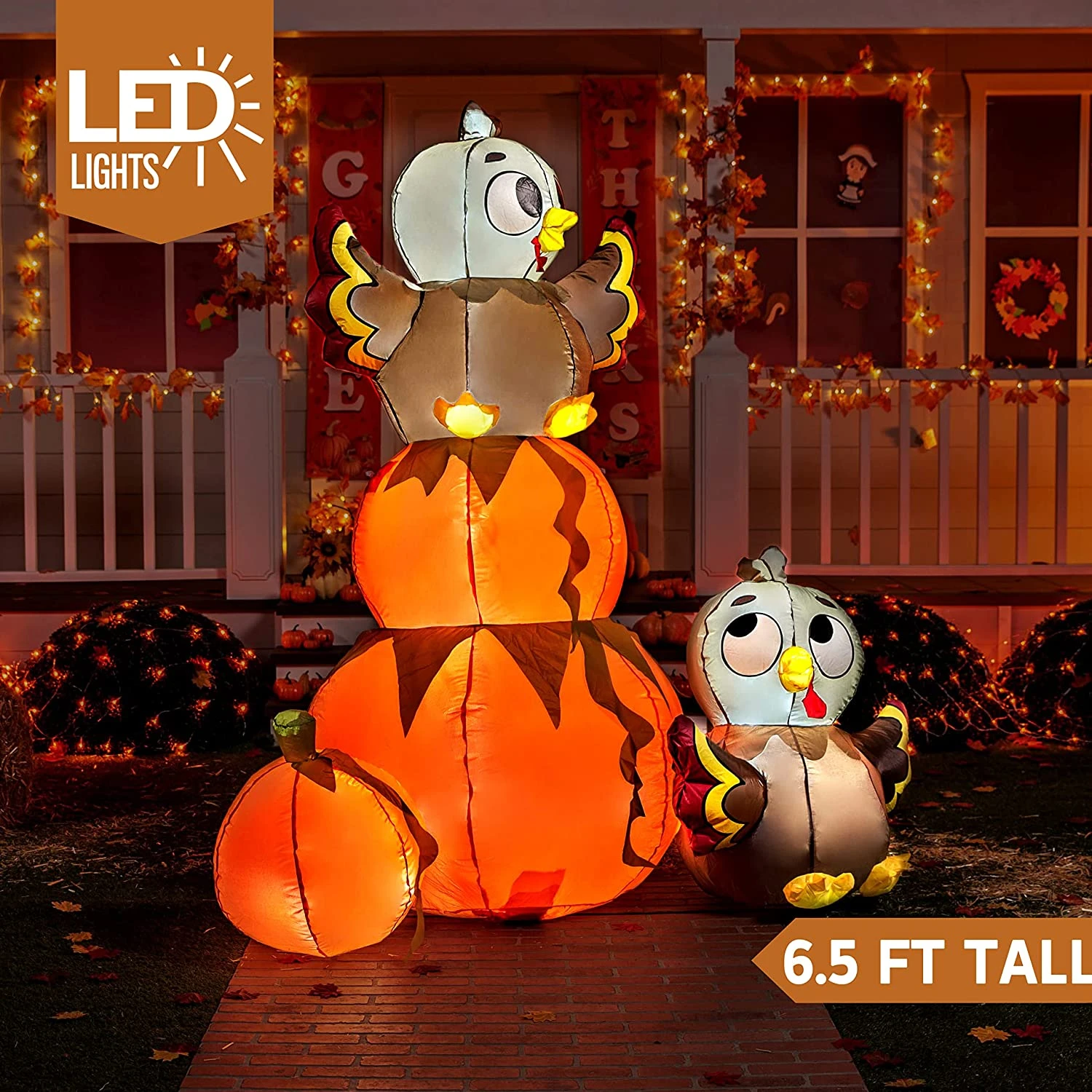 6ft Inflatable Stacking Pumpkin Turkey - Image 2