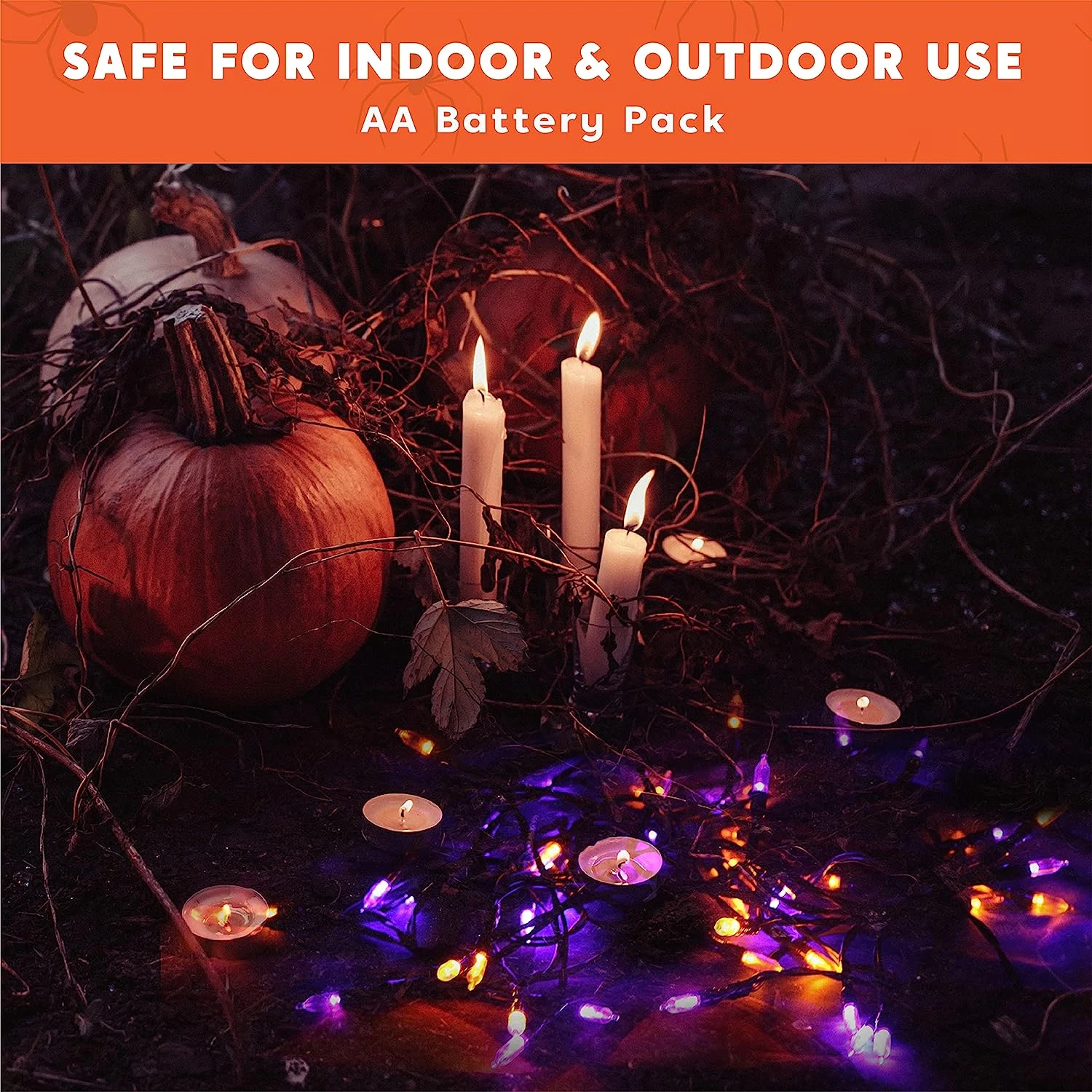 17.3 FT Battery Powered Orange & Purple Wire String Lights - Image 6