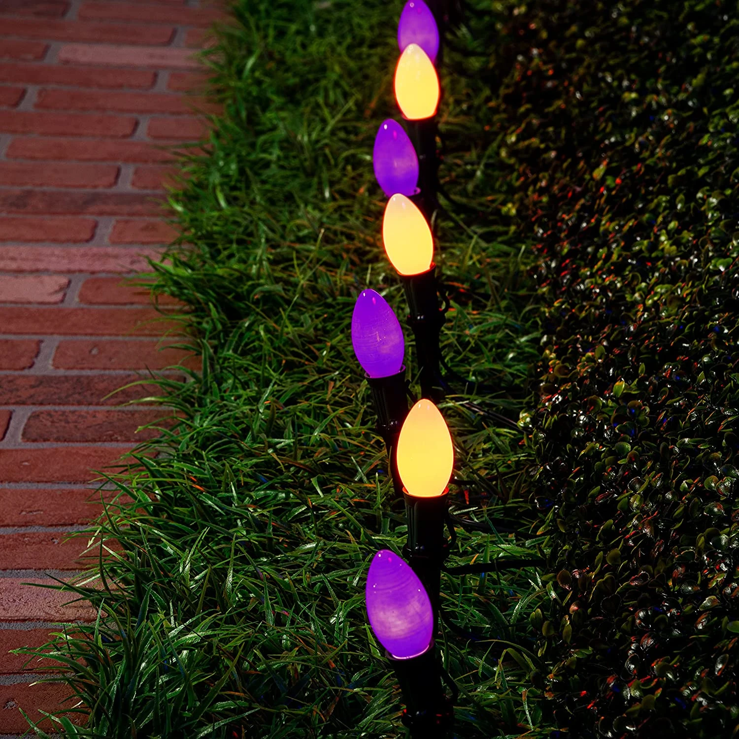 C9 Incandescent Green Wire Pathway Lights (Orange & Purple), 10 Pcs - Image 3