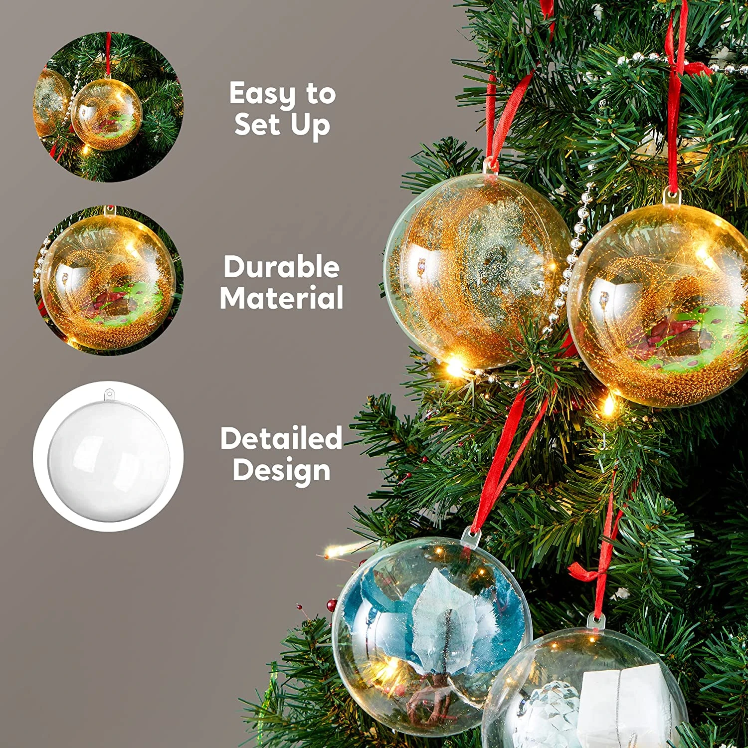 16Pcs Clear Plastic Ball Ornaments 3.94in - Image 4