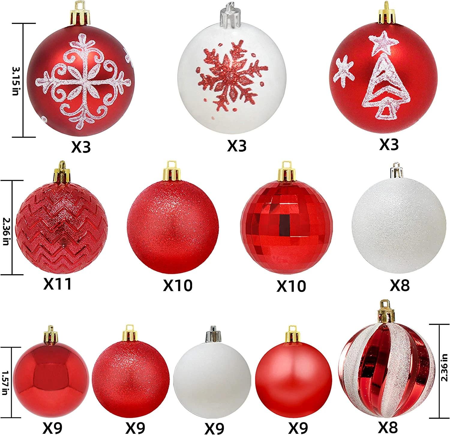 112 Pcs Red And White Christmas Ornaments - Image 3
