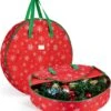 Snowflake Patterned Christmas Wreath Oxford Storage Bag (Red)