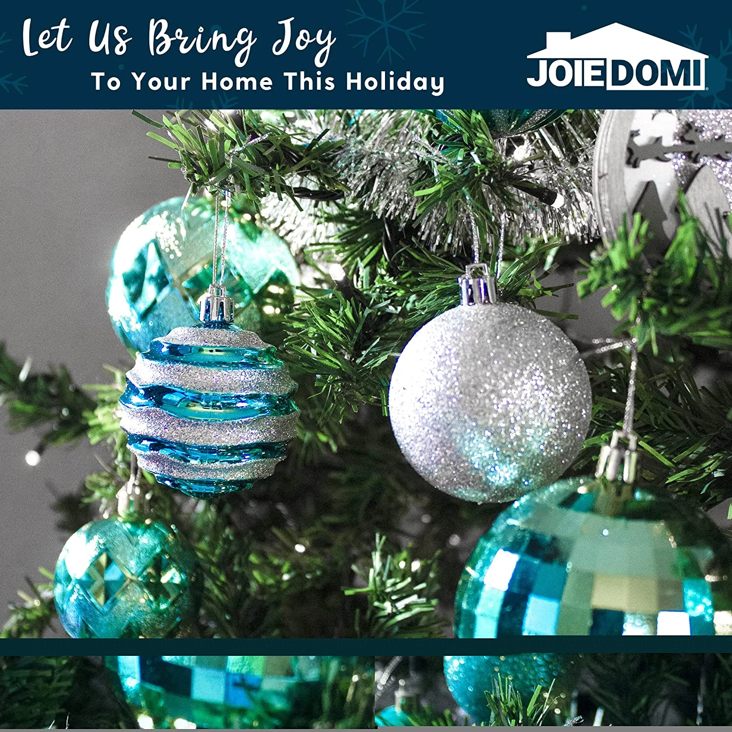 36 Pieces Blue And Silver Christmas Ornaments - Image 5