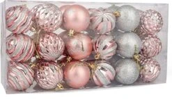 Rose Gold & Silver Christmas Ball Ornaments 36 Pcs