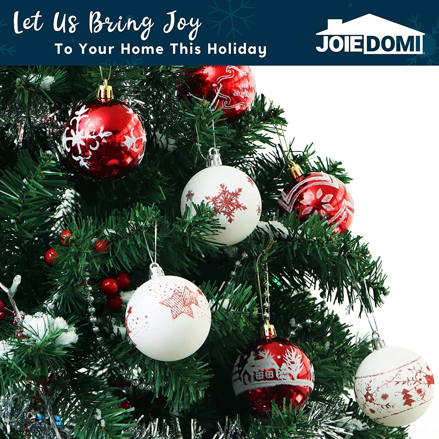 Christmas Ornaments Ball (Red&White), 40 Pcs - Image 6