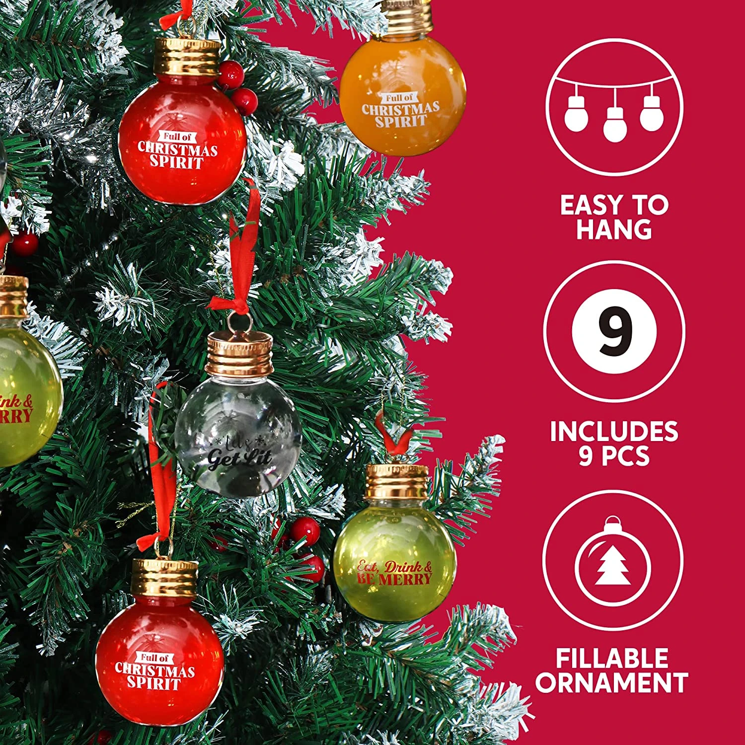 9 Pcs Boozeball Christmas Ornaments - Image 2