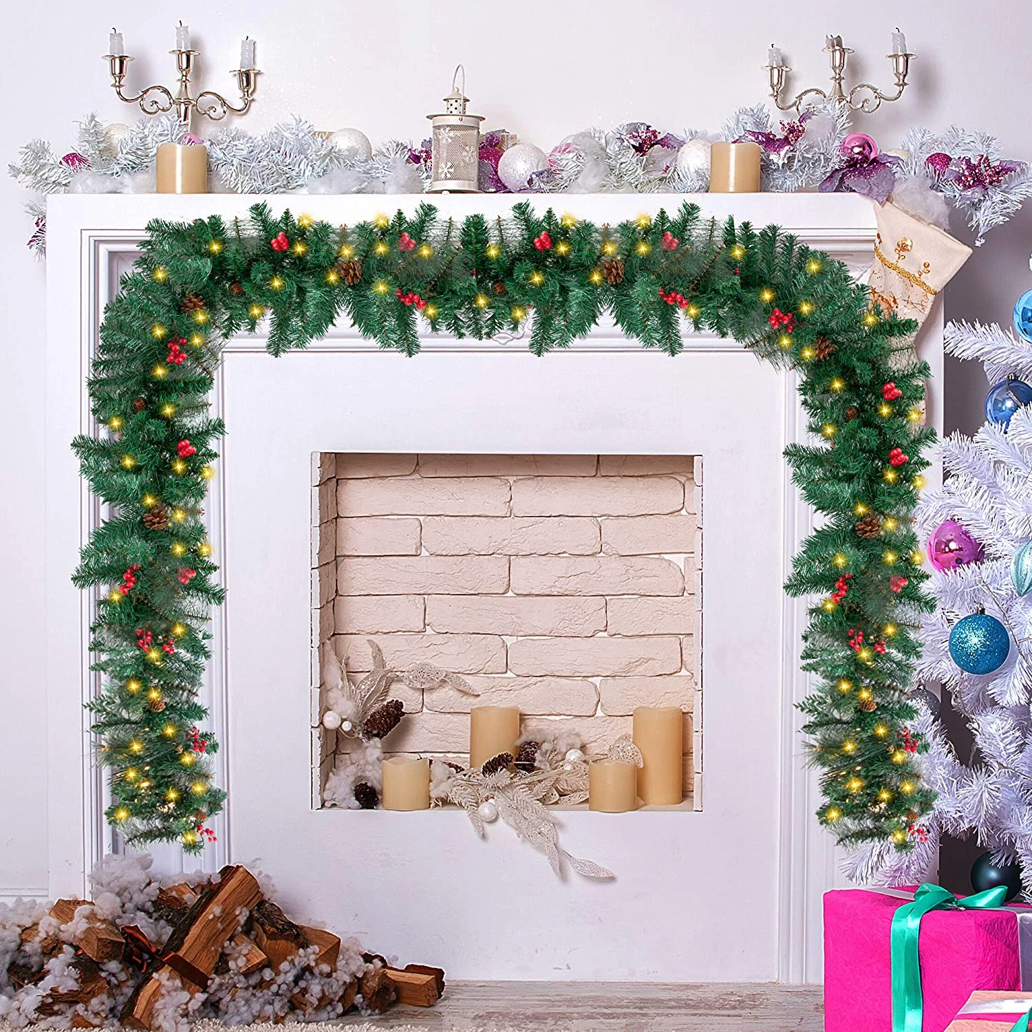 Artificial Christmas Garland Prelit - Image 3