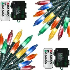 34.6 FT Christmas 2x50 Count Multicolor LED Green Wire String Lights With Remote Control