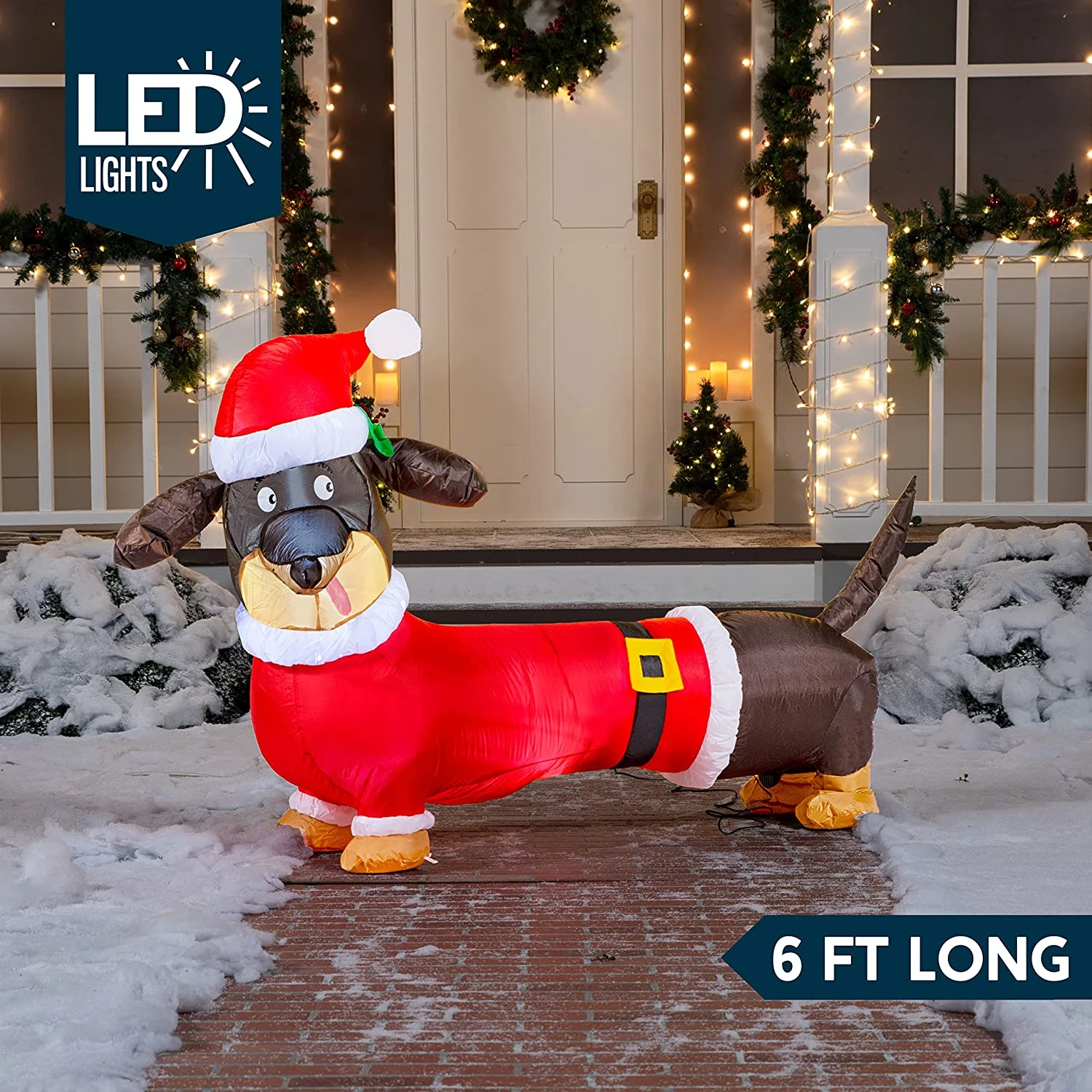 Tall Santa's 'Lil Helper Dachshund Inflatable (5ft) - Image 3