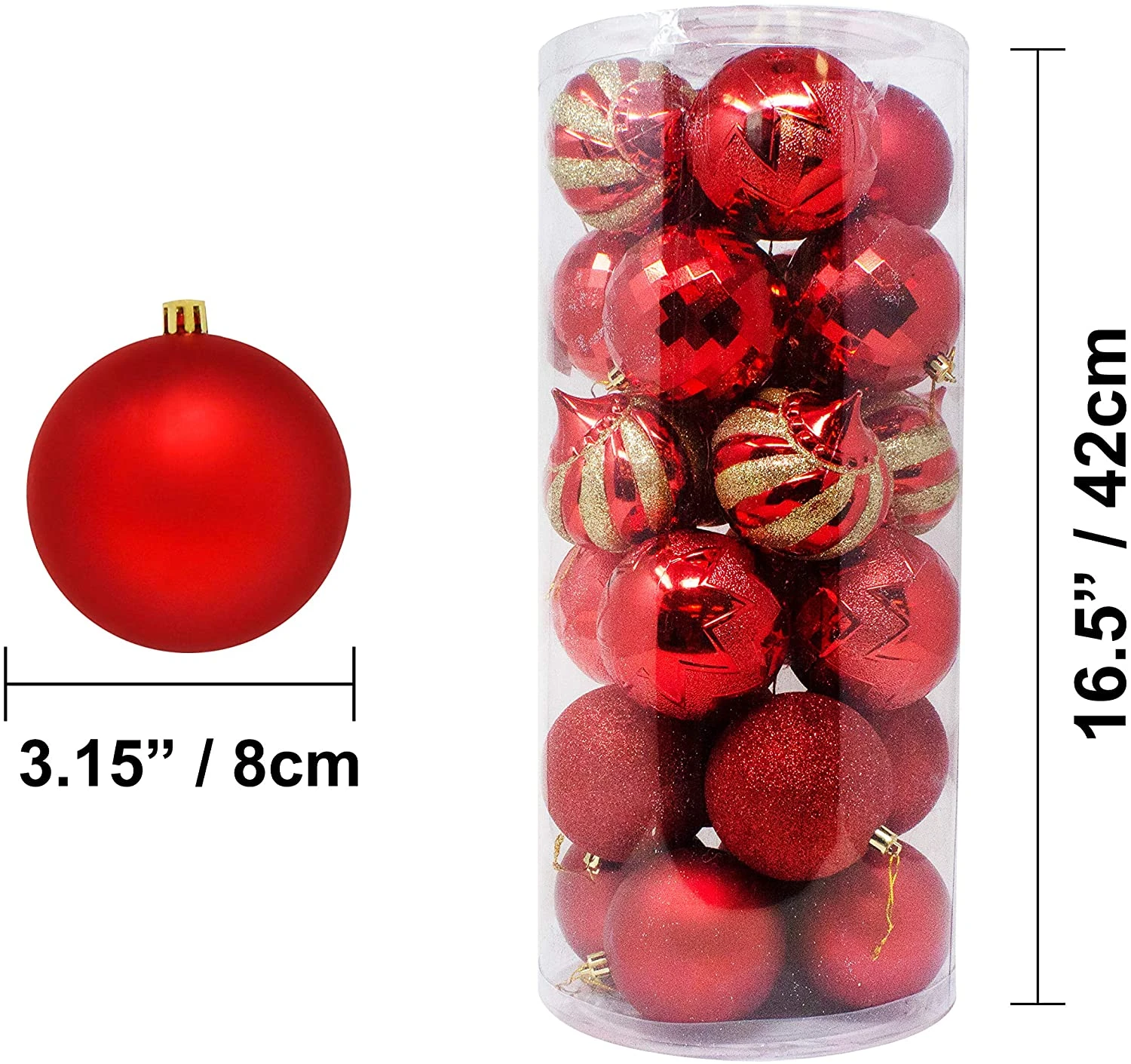 24 Pcs Christmas Ball Ornaments (Red) 5 24 Pcs Christmas Ball Ornaments (Red) - Image 3