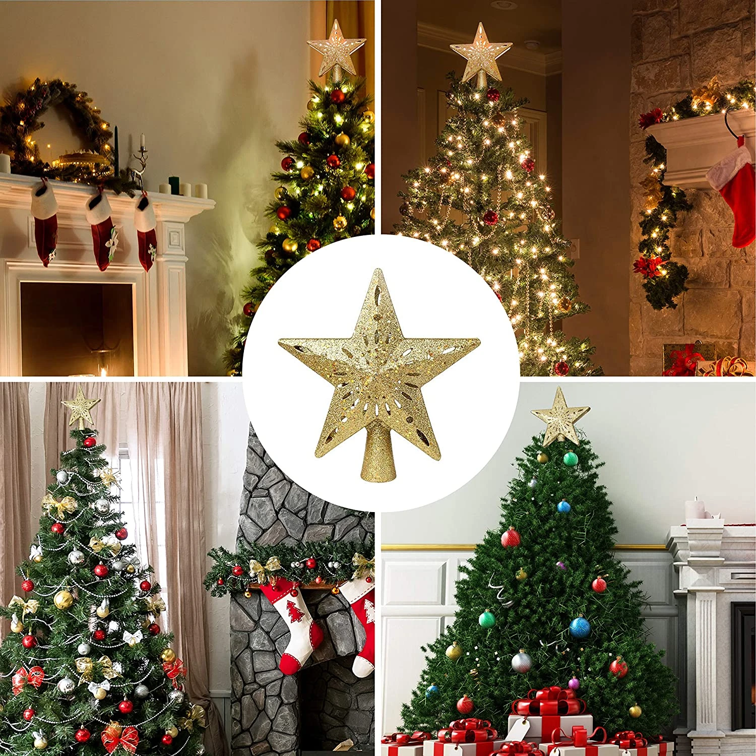 Gold Star Tree Topper With Yellow Star Projector Lights - Image 6