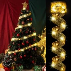 50 LED Fiber Mesh Wired Ribbon Battery Powered (Gold)