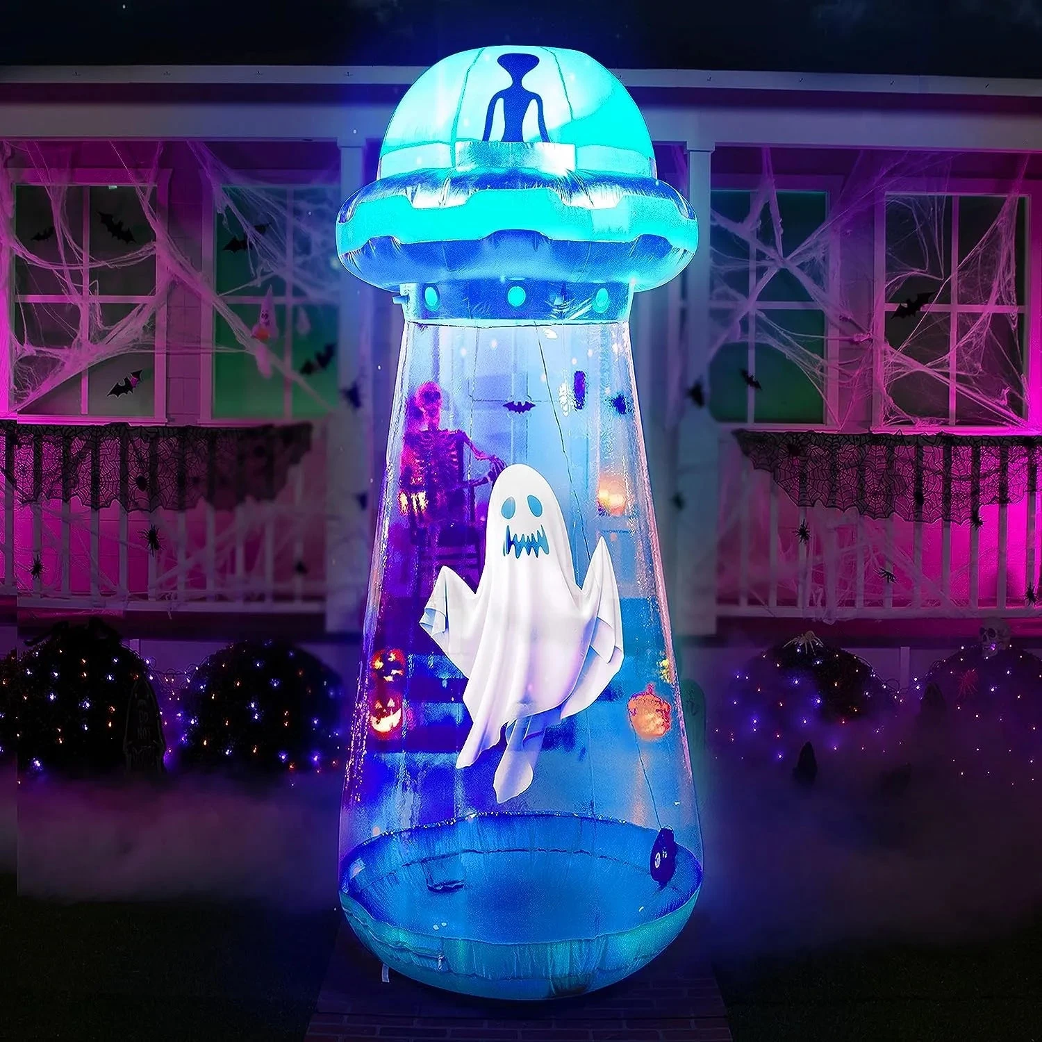 Joiedomi 12 FT Tall Halloween Inflatable UFO Decoration With Built-in LEDs