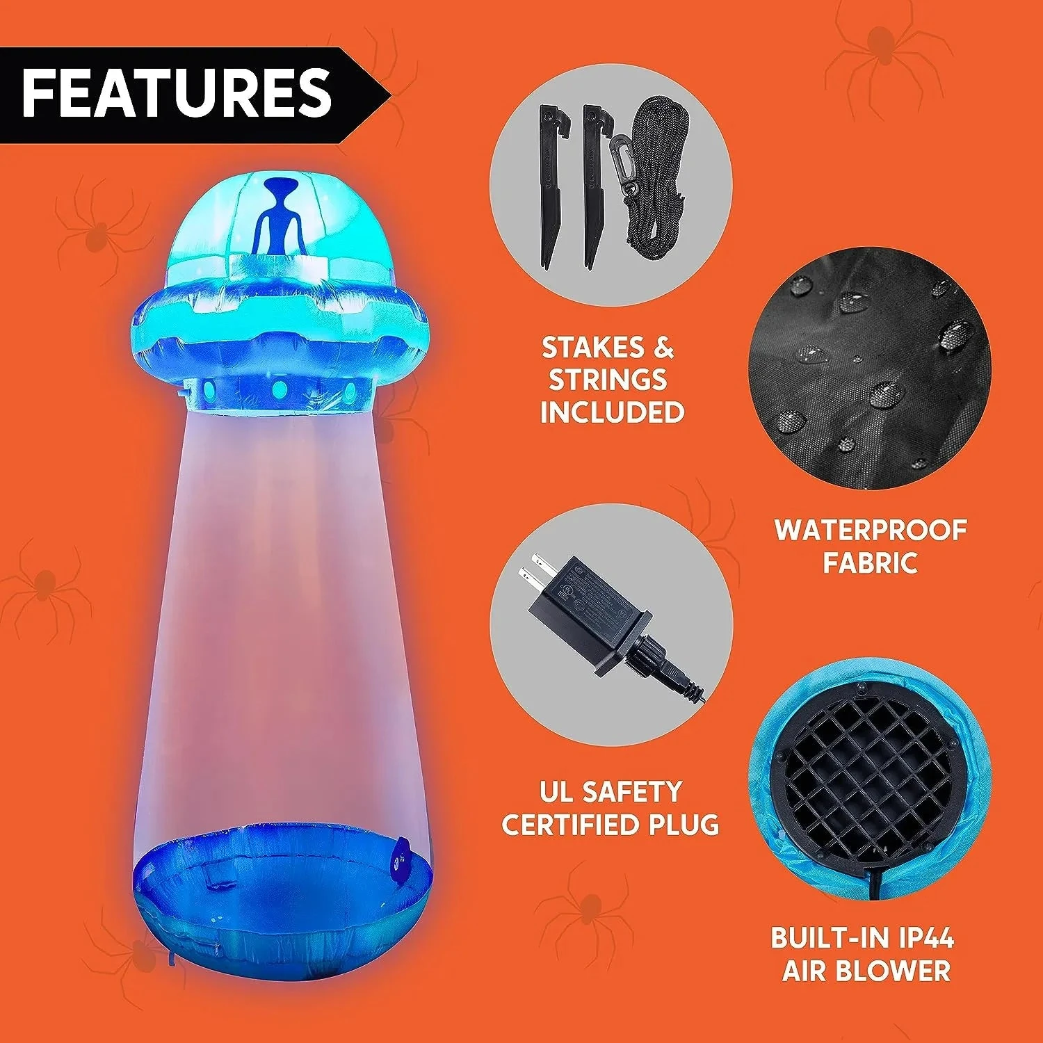 Joiedomi 12 FT Tall Halloween Inflatable UFO Decoration With Built-in LEDs - Image 6