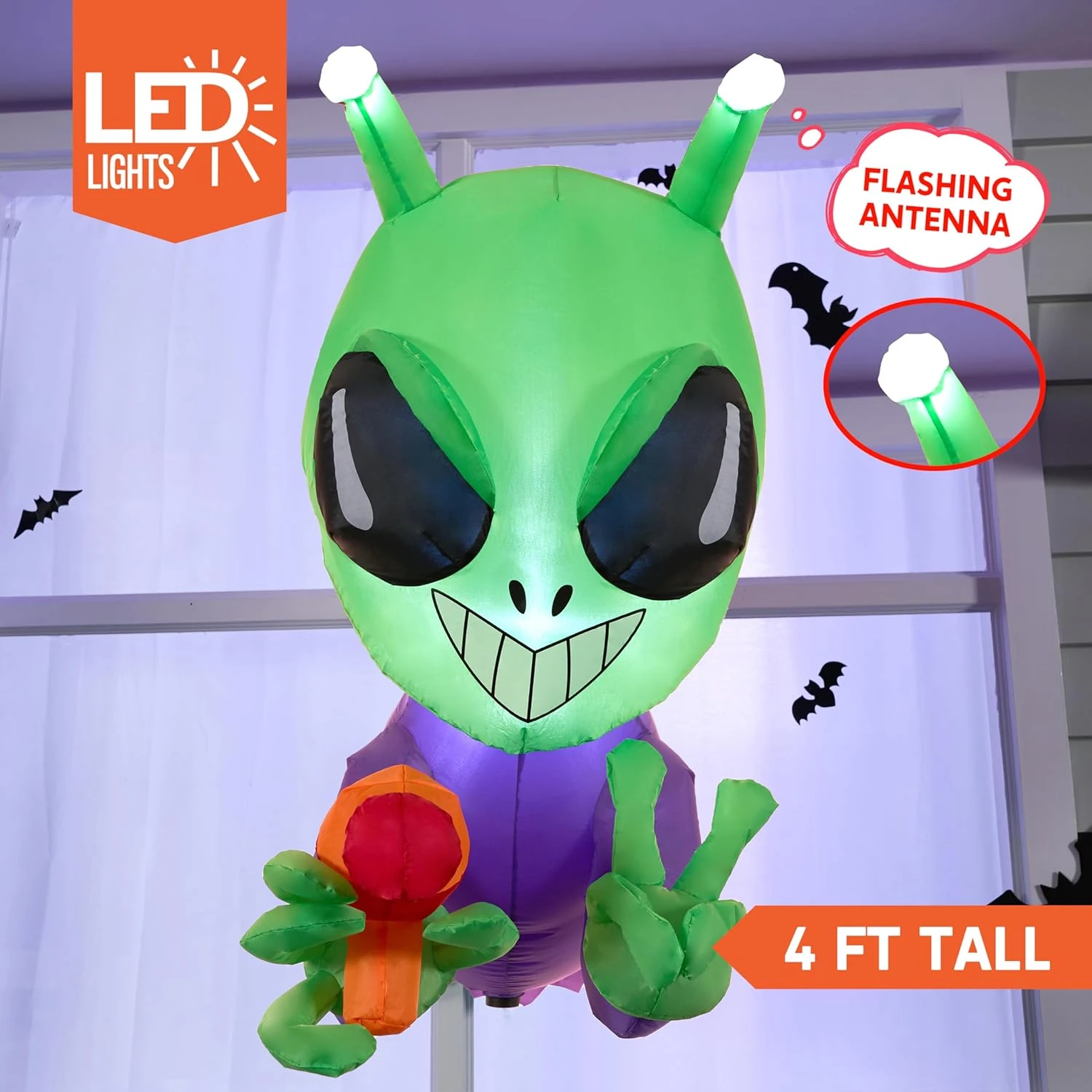 Joiedomi 4.5 FT Halloween Inflatable Alien Window Breaker With Built-in LED 4 Joiedomi 4.5 FT Halloween Inflatable Alien Window Breaker With Built-in LED - Image 2