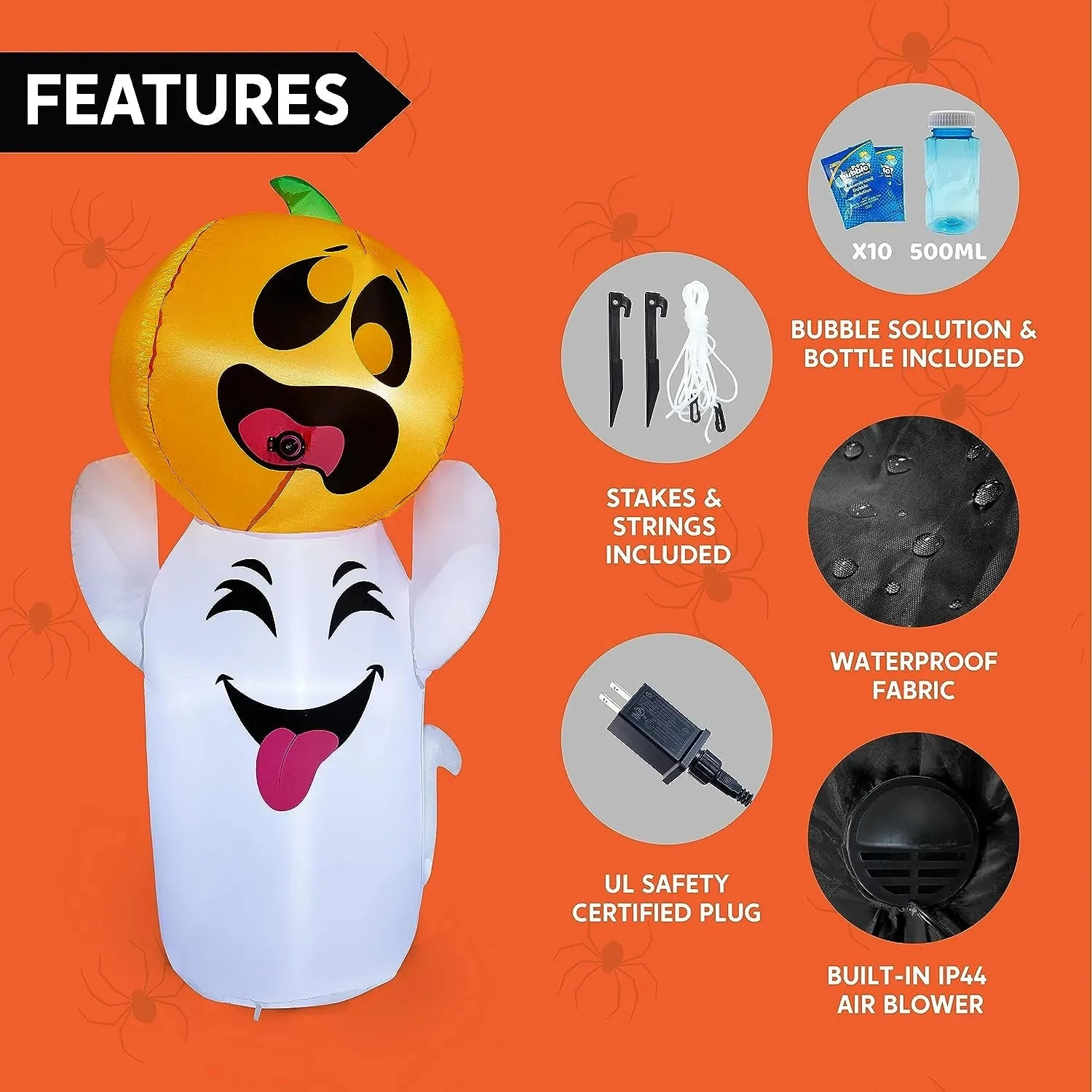 Joiedomi 5 FT Tall Halloween Inflatable Ghost With Pumpkin And Bubbling Potion - Image 6